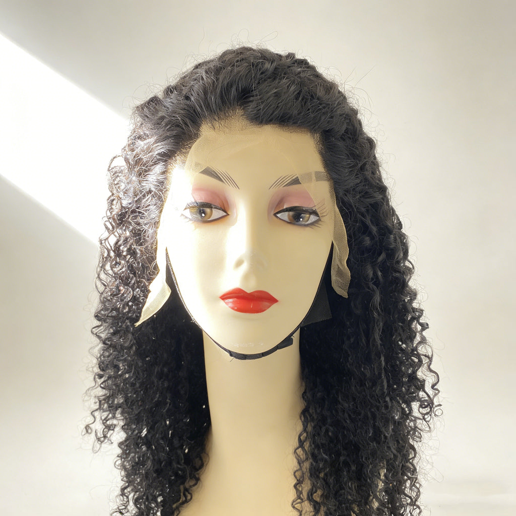 cacheado Peruca frontal de renda 13*4 cabelo 100% humano natural repartição livre 65cm envio imediato