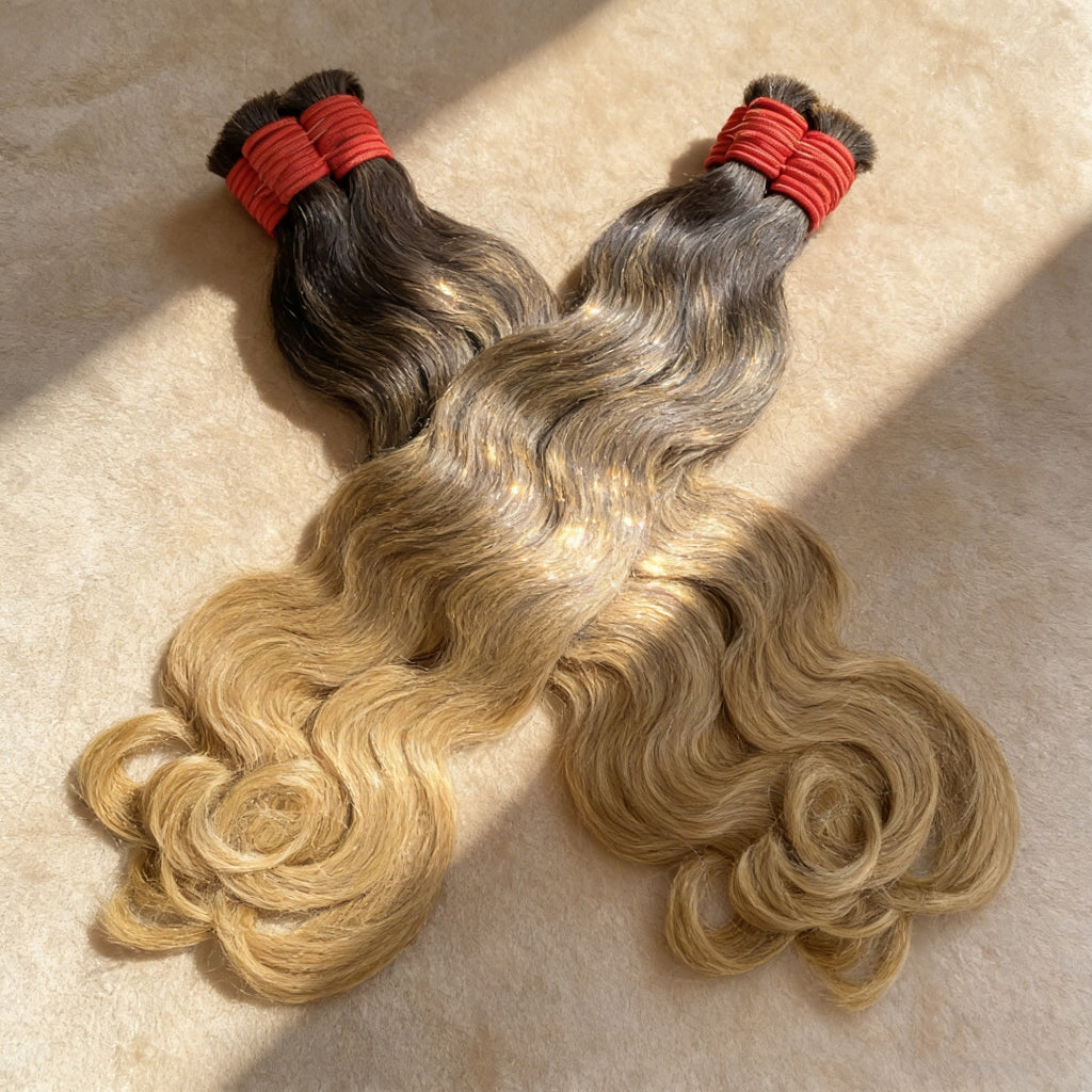 Cabelo birmanês Loiro Esfumado ondulado natural 100g cabelo 100% humano 55cm, 65cm 75cm mega hair envio imediato