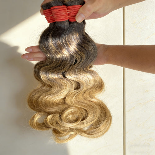 Cabelo birmanês Loiro Esfumado ondulado natural 100g cabelo 100% humano 55cm, 65cm 75cm mega hair envio imediato