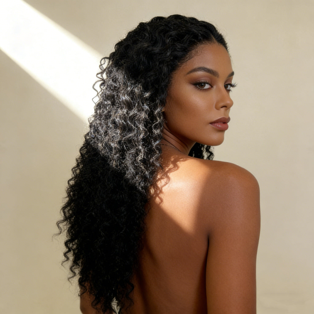 cacheado Peruca frontal de renda 13*4 cabelo 100% humano natural repartição livre 65cm envio imediato