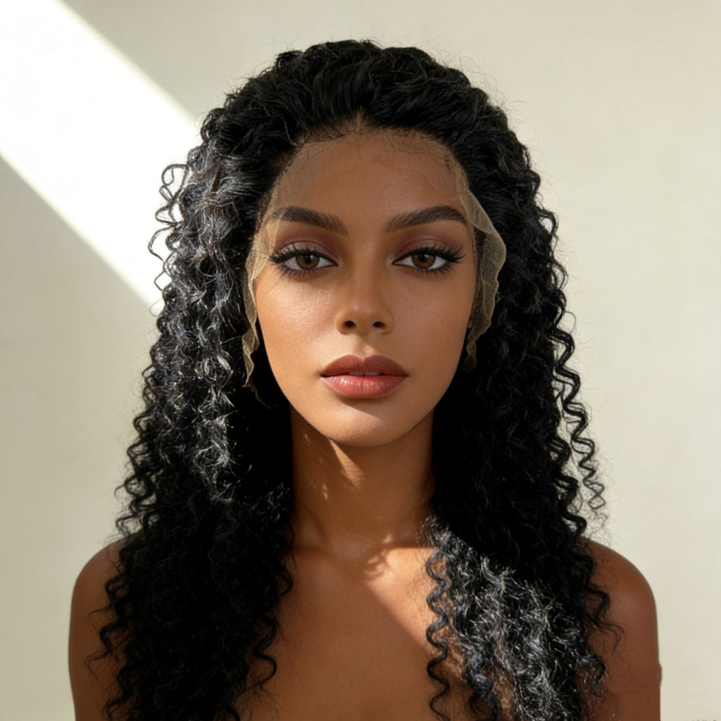 cacheado Peruca frontal de renda 13*4 cabelo 100% humano natural repartição livre 65cm envio imediato