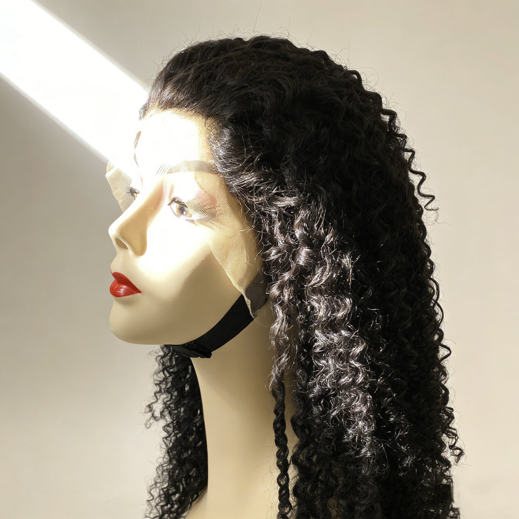 cacheado Peruca frontal de renda 13*4 cabelo 100% humano natural repartição livre 65cm envio imediato