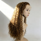 cacheado Peruca loiro frontal de renda 13*4 cabelo 100% humano natural repartição livre 65cm envio imediato