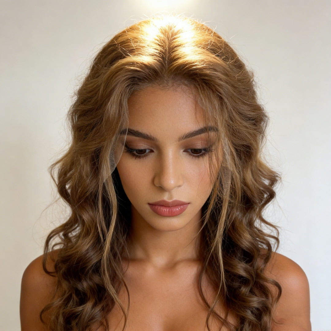 ondulado Peruca loiro frontal de renda 13*4 cabelo 100% humano natural repartição livre 60cm 65cm envio imediato