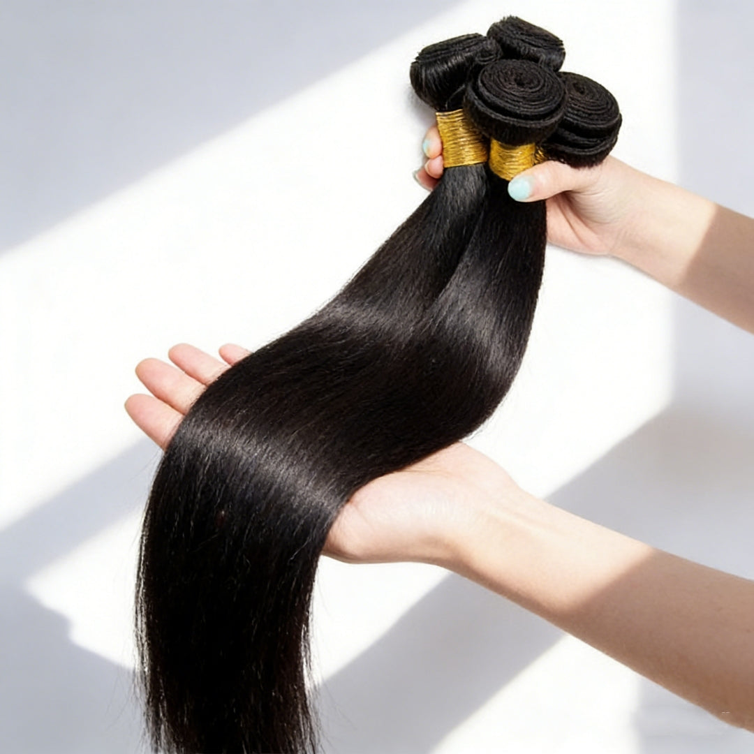 Cabelo birmanês liso Na Tela 50g Cabelo 100% Humano 45cm 55cm 65cm 70cm mega hair envio imediato