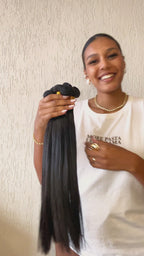 Cabelo birmanês liso Na Tela 50g Cabelo 100% Humano 45cm 55cm 65cm 70cm mega hair envio imediato